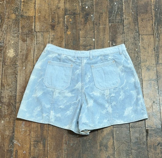 36 - Manvi - Denim Jacquard Slit Shorts