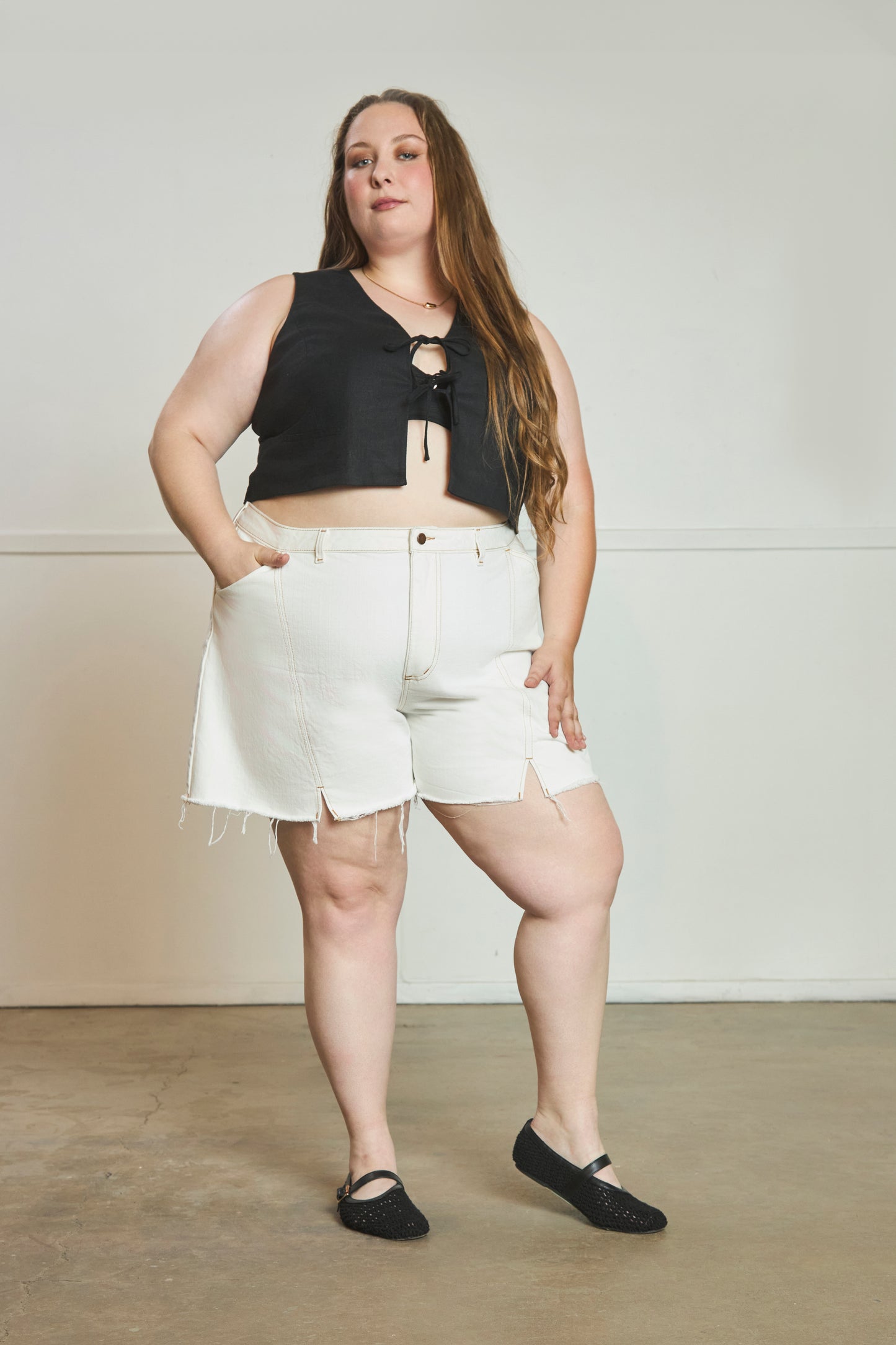 Manvi - Front Slit Shorts - Japanese Denim