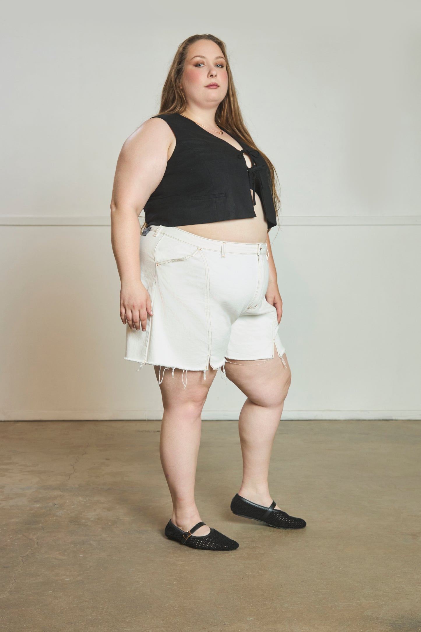 Manvi - Front Slit Shorts - Japanese Denim