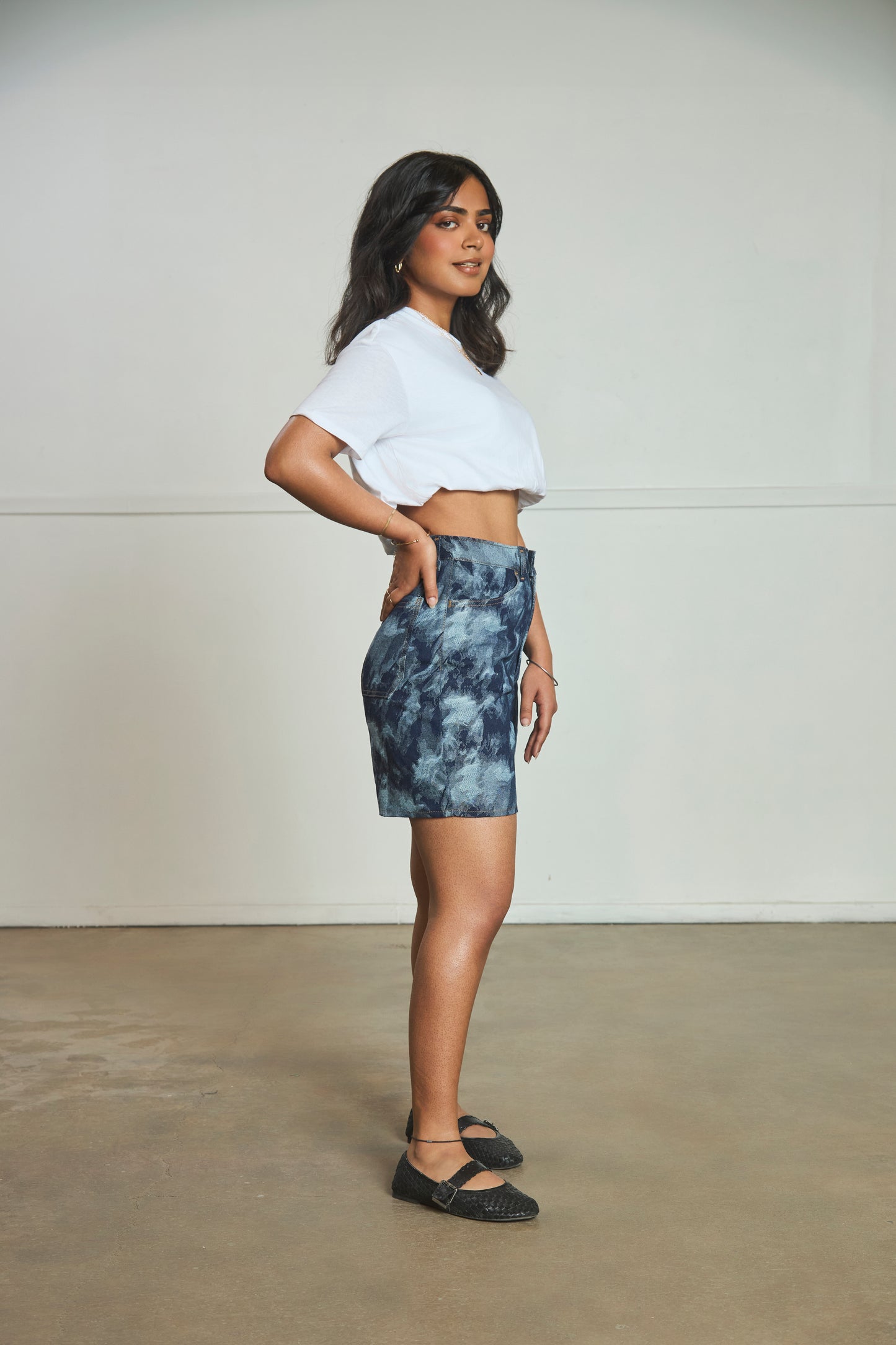 Pamela - Denim Jacquard Shorts