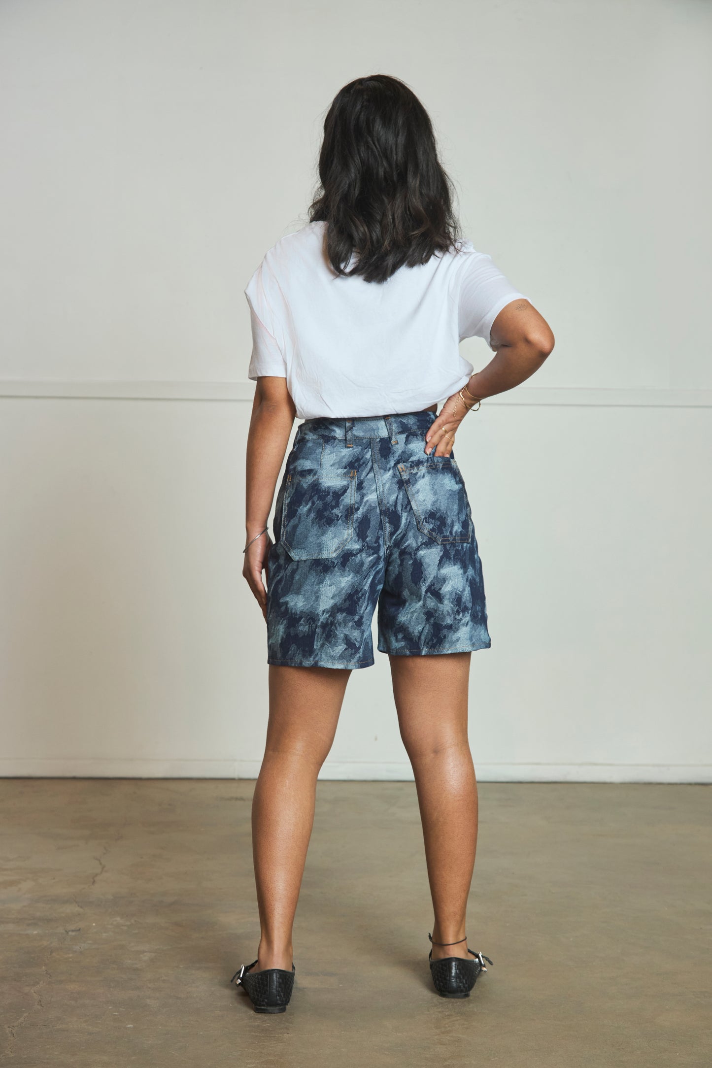 Pamela - Denim Jacquard Shorts