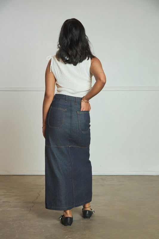 29 - Heidi Maxi Skirt - One Wash Japanese Denim