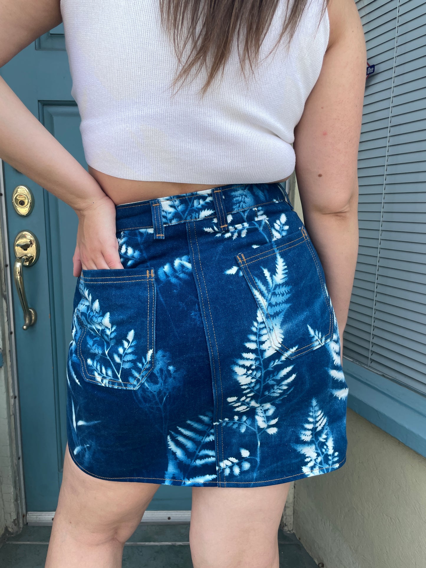 Flora Cyanotype Mini Skirt