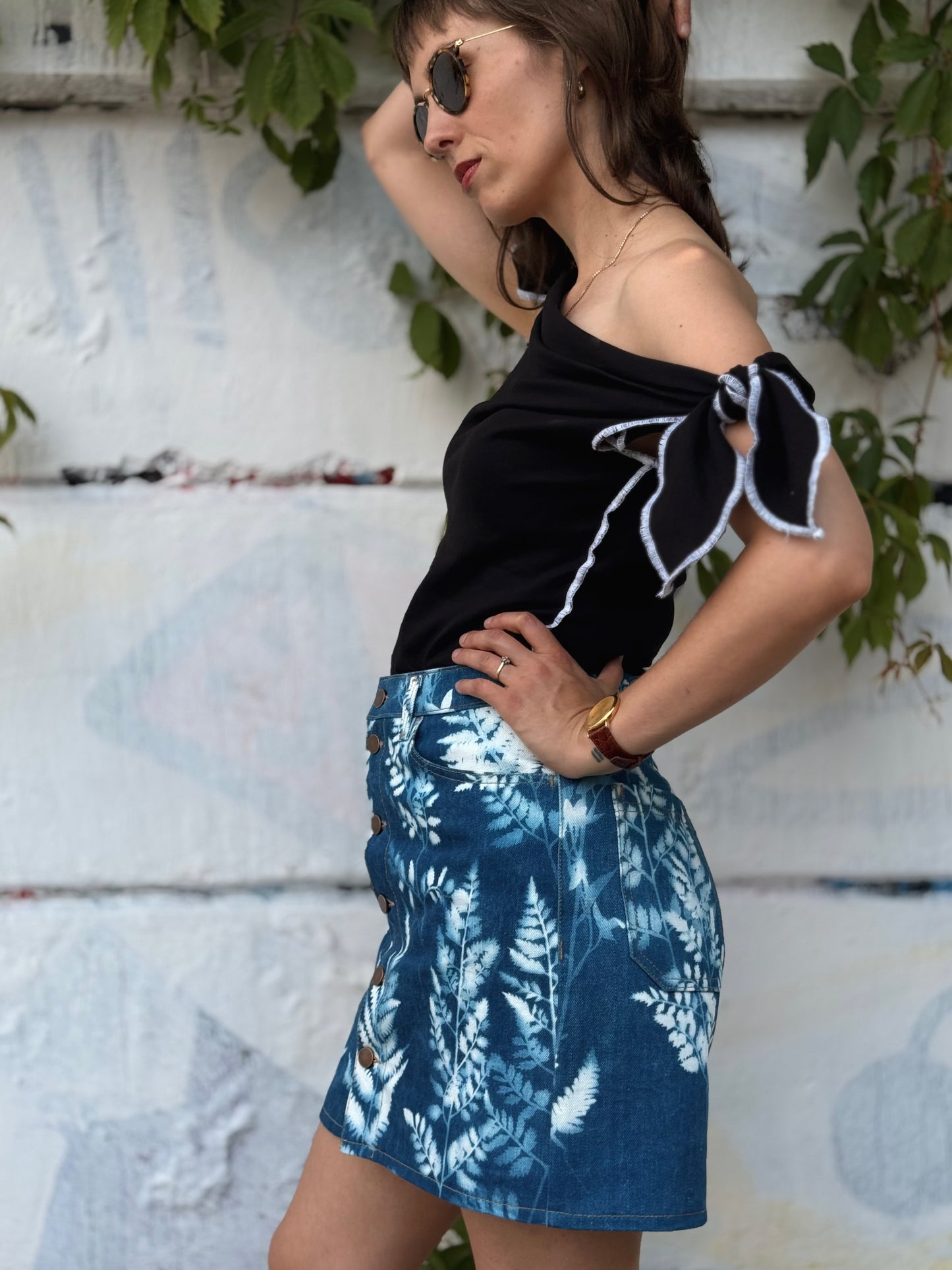 Flora Cyanotype Mini Skirt