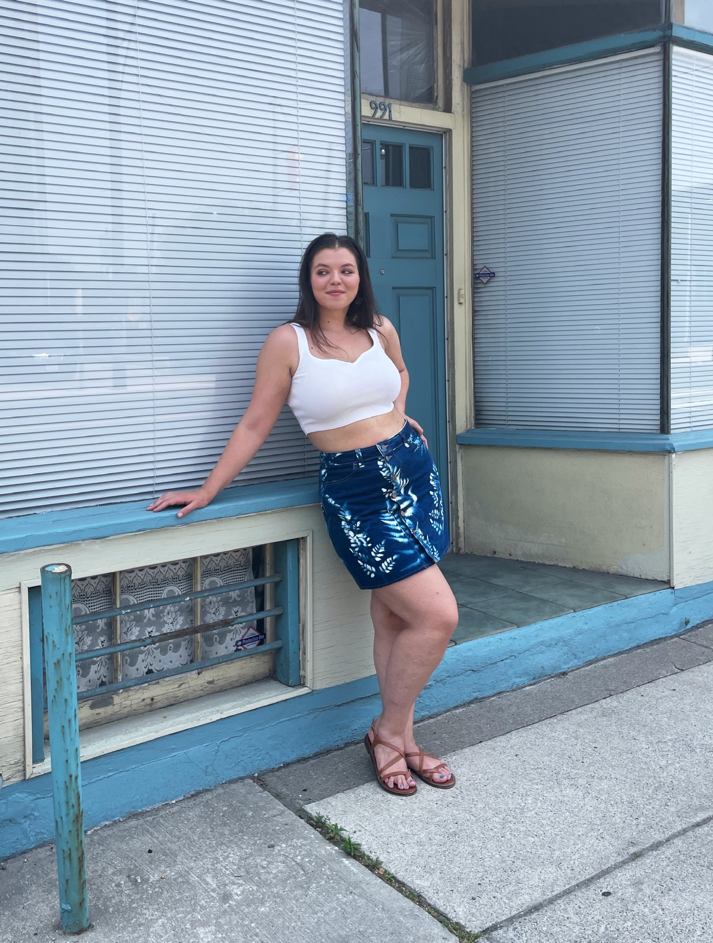 Flora Cyanotype Mini Skirt