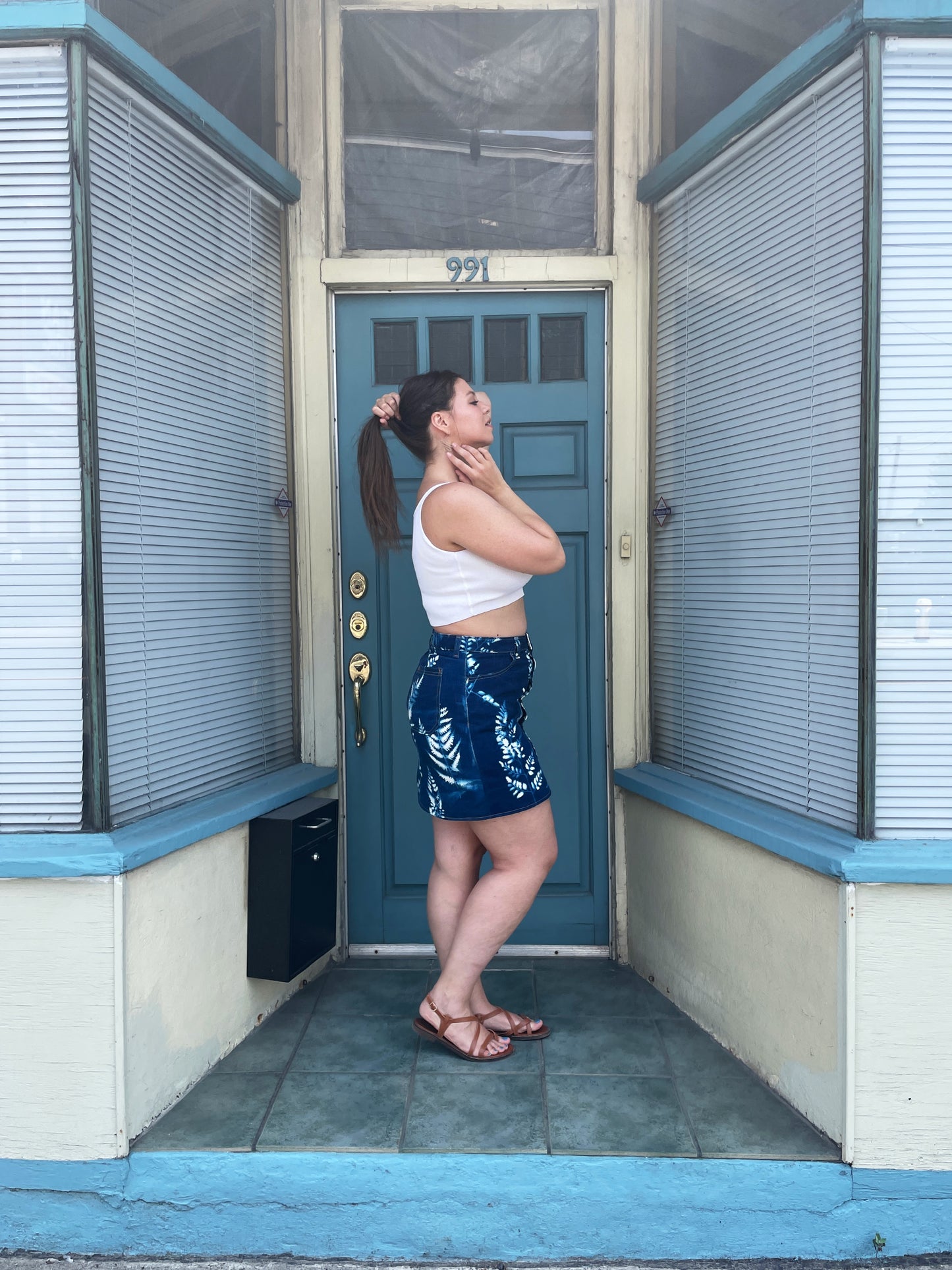 Flora Cyanotype Mini Skirt