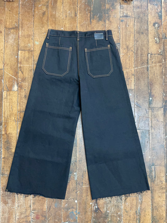 Sample - Black Wide Leg Jeans - Cropped - 29
