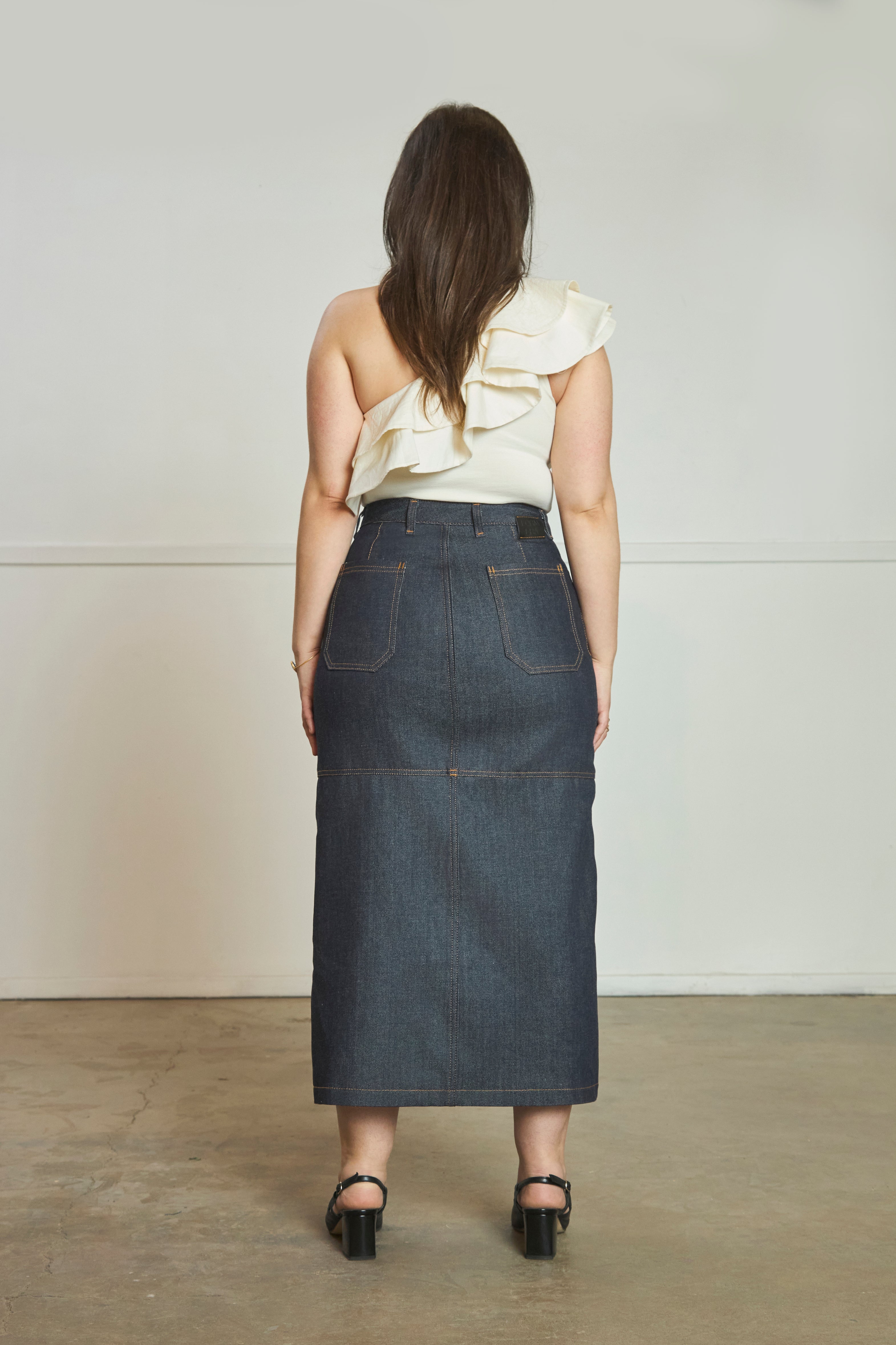 【VACANT Archive】送料込み HEIDI LONG LENGTH TURN-UP DENIM Heidi - Maxi Skirt - Japanese Denim – Form Era