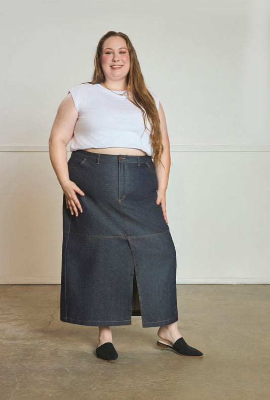40, 44, 46 - Heidi Maxi Skirt - One Wash Japanese Denim