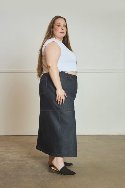 40, 44, 46 - Heidi Maxi Skirt - One Wash Japanese Denim