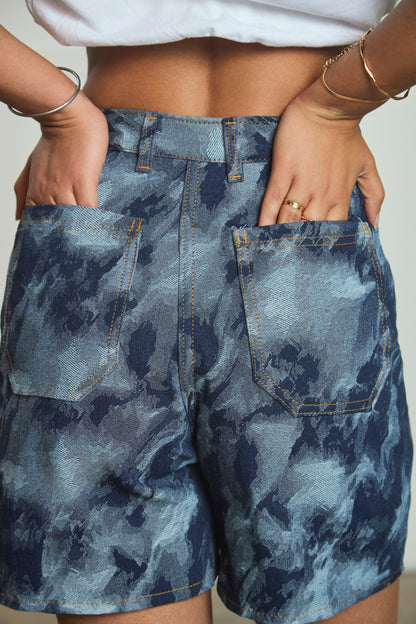 Pamela - Denim Jacquard Shorts