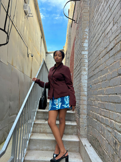 Flora Cyanotype Mini Skirt