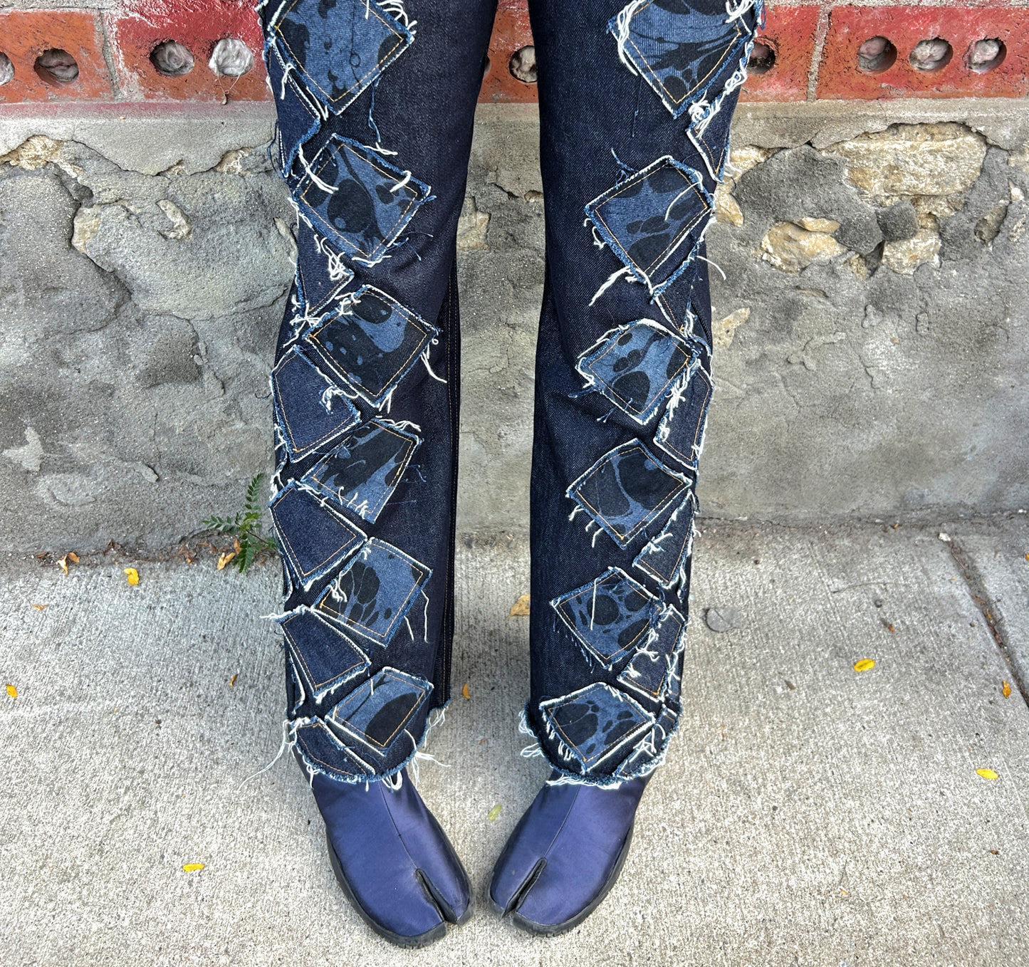 Sample - Quilted Marbled Straight Leg Jeans - 27