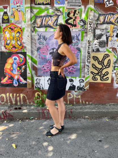 Flora Mini Skirt - Japanese Denim