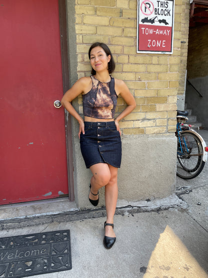 Flora Mini Skirt - Japanese Denim