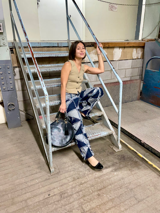 Patchwork Chevron Straight Leg