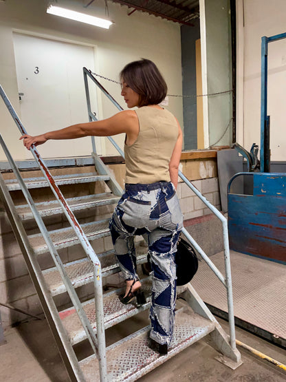 Patchwork Chevron Straight Leg