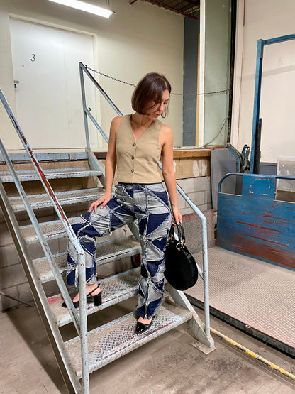 Patchwork Chevron Straight Leg