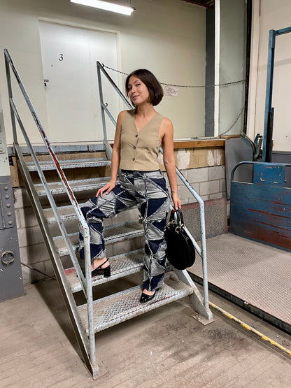 Patchwork Chevron Straight Leg