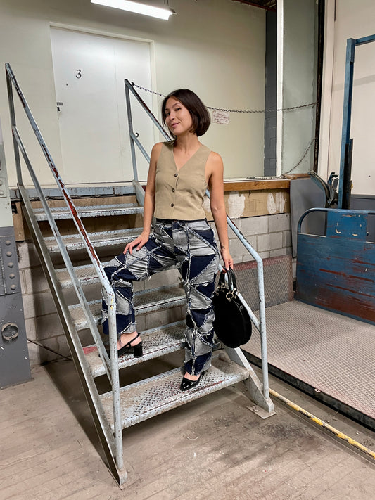 Patchwork Chevron Straight Leg