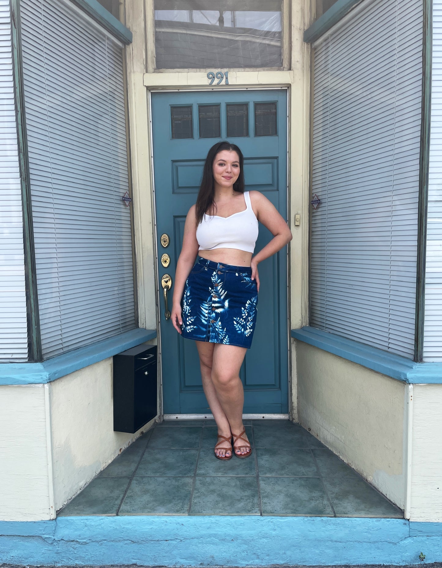 Flora Cyanotype Mini Skirt