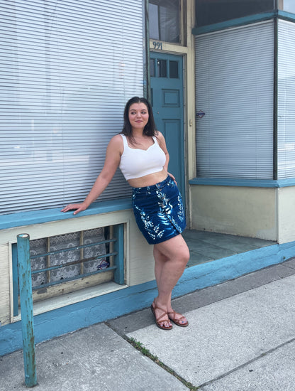 Flora Cyanotype Mini Skirt