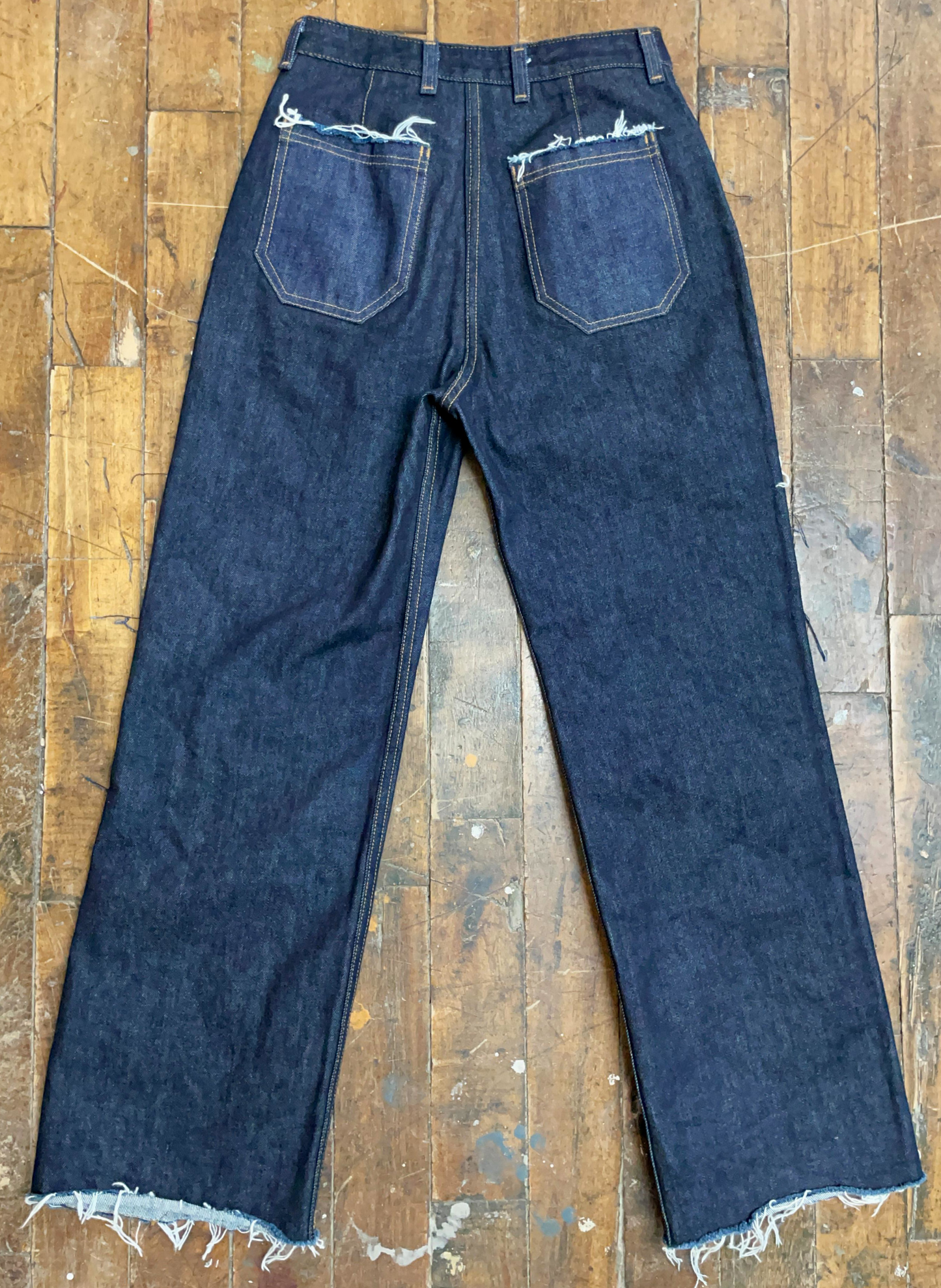 Sample - Quilted Marbled Straight Leg Jeans - 27